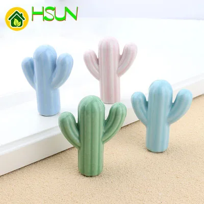 

Cartoon cactus knob ceramic solid art cabinet door handle children's room drawer furniture environmental health handle