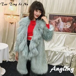 Top brand Style High-end New Fashion Women Faux Fur Coat 19C19  high quality