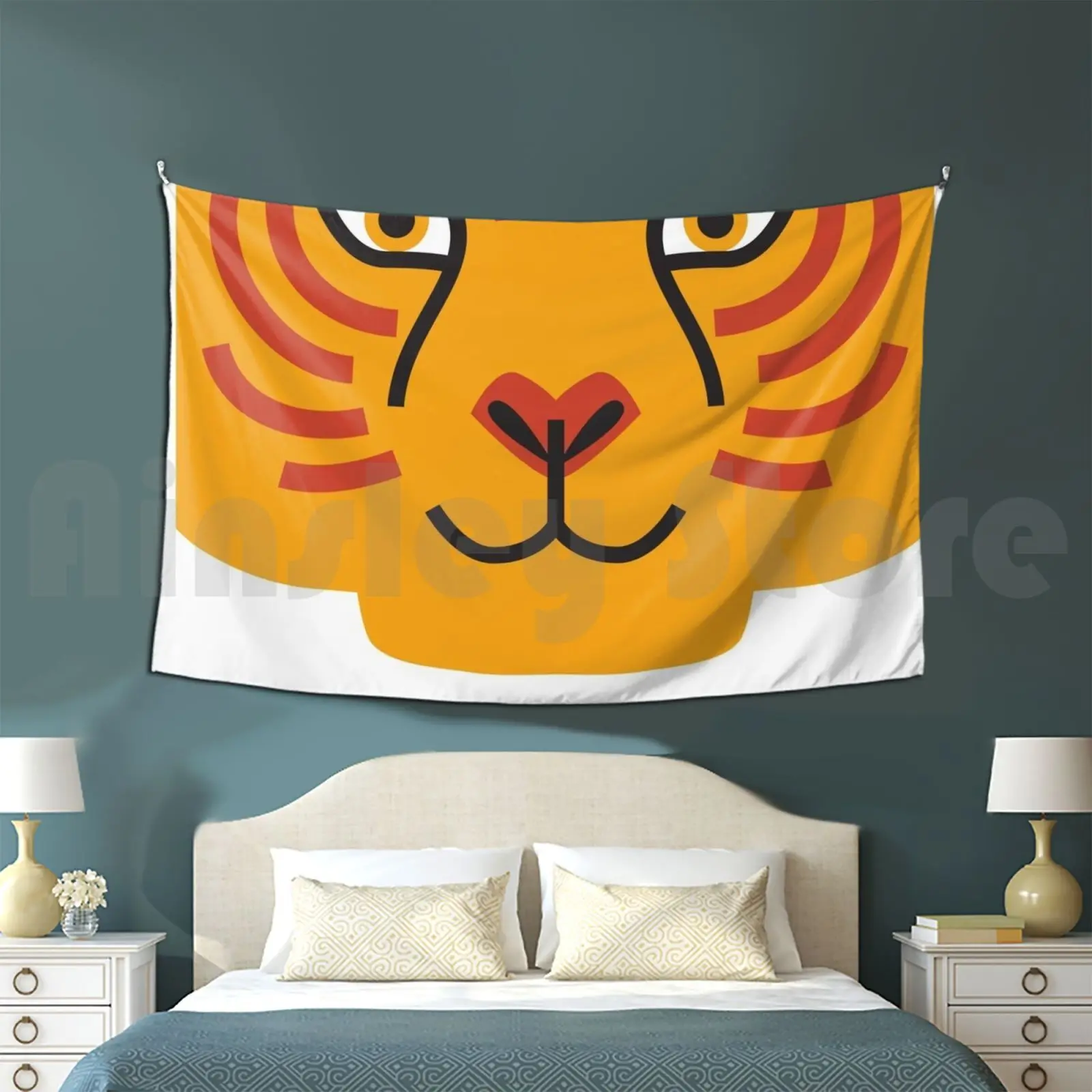 The Tigger Tapestry Living Room Bedroom Tiger Child Young Tiger Wild Savannah Jungle Orange Striped Eyes Mouth