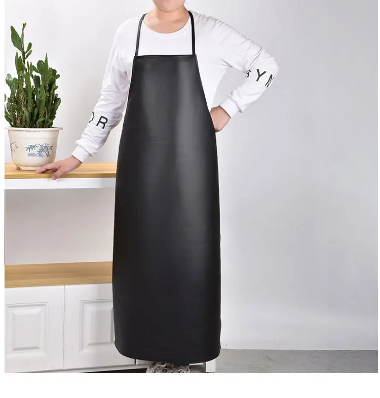 PU Soft Leather Apron Waterproof Oil-proof Adult Kitchen Cooking Waist Wear-resistant Overalls  Men and Women Enlarged Bib