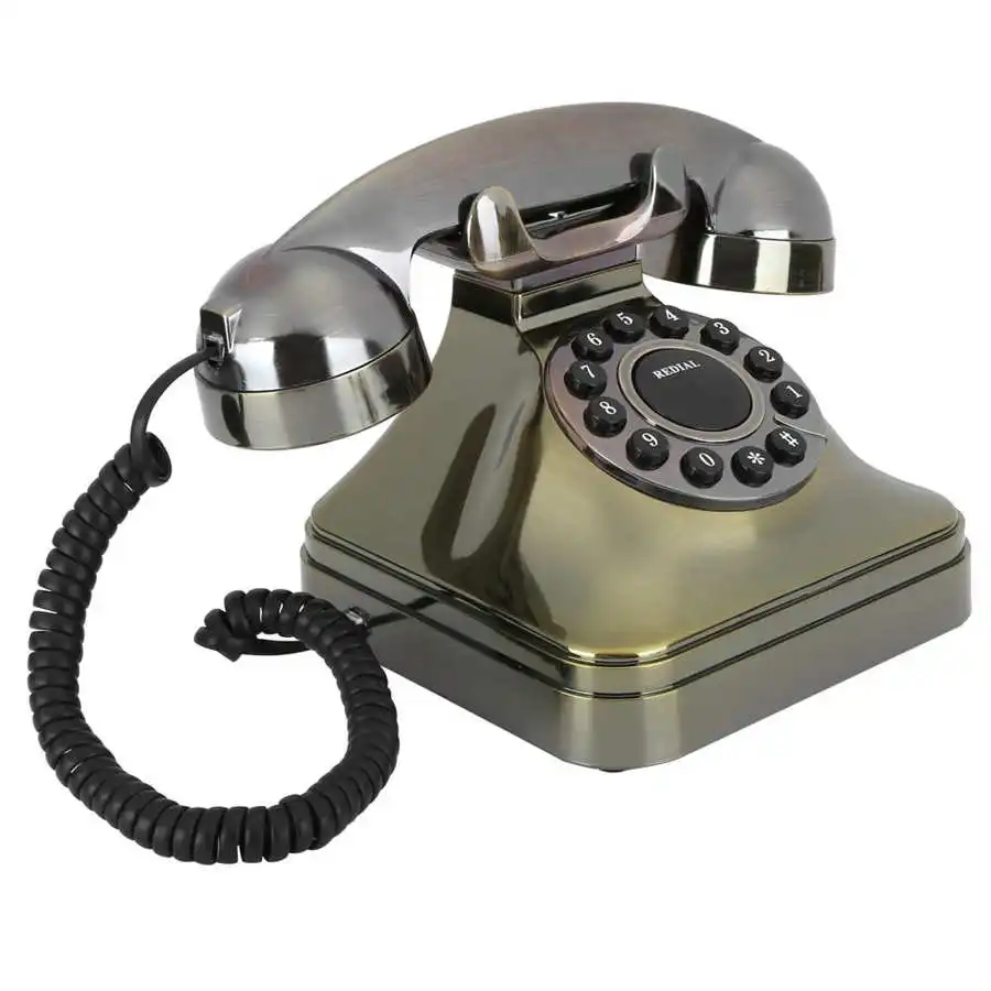 telefono inalambrico Vintage Landline Telephone Antique Bronze High Definition Call Large Button US/UK Wiring Vintage Telephone