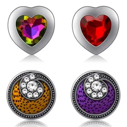 New Beauty Crystal Hearts Love Round Flower patterns 18MM snap buttons fit DIY 18MM snap bracelet snap jewelry Christmas Gift