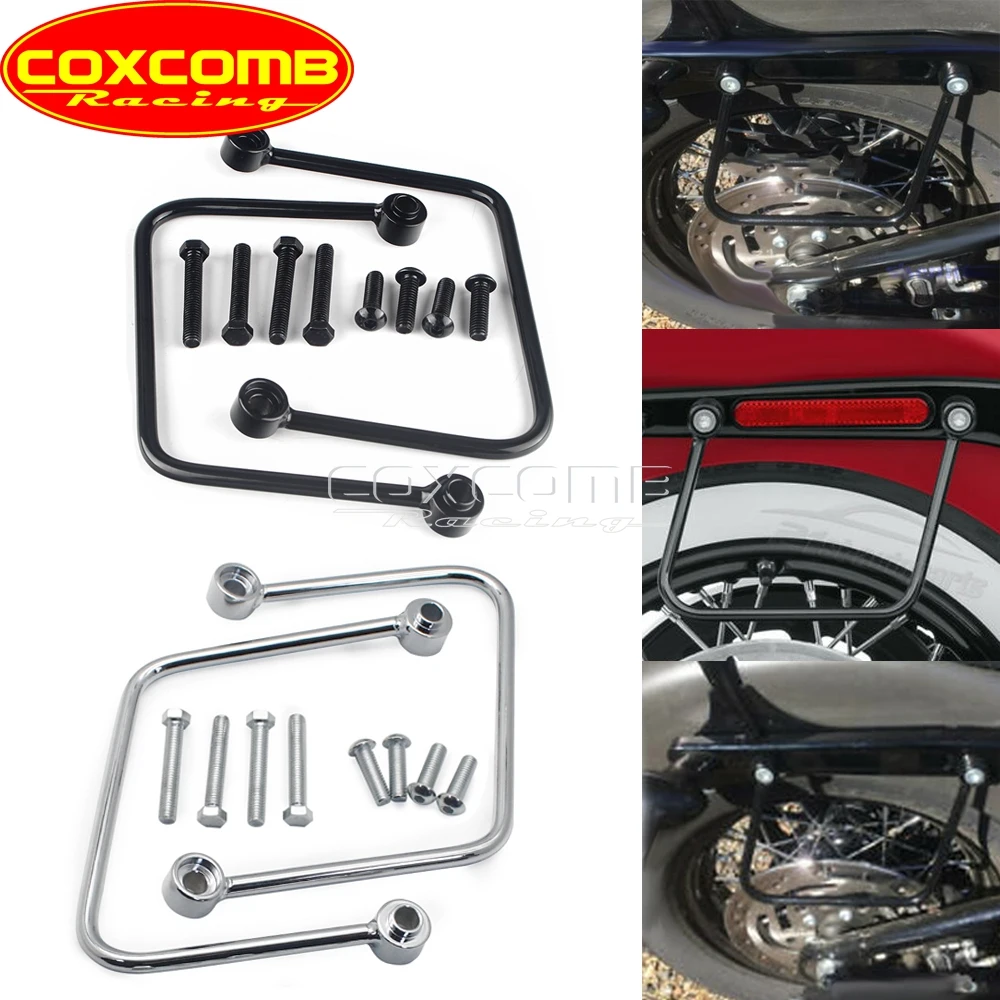 

Chrome/Black Motorcycle Saddlebag Bracket Support For Harley Softail Slim FLSL Street Bob FXBB 2018-up # 90201777 Rail Bar Guard