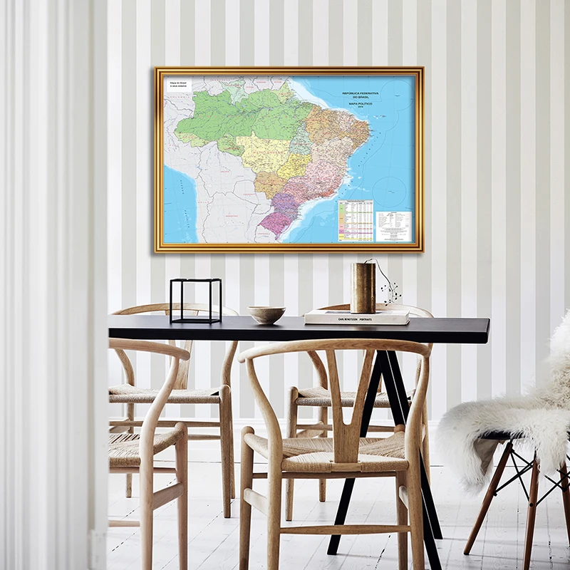 90*60cm mapa do brasil papel de parede lona brasil mapa do mundo cartaz em português personalizado viagens mapa quarto casa adesivos