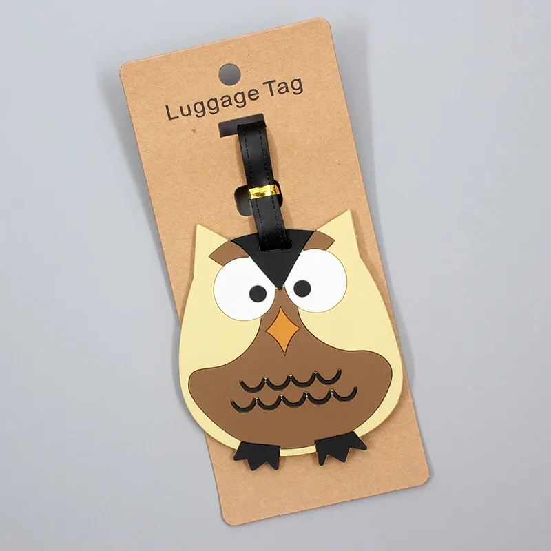 Travel Accessories Cute Owl Animals Luggage Tag Silica Gel Suitcase ID Addres Holder Baggage Boarding Tag Portable Label