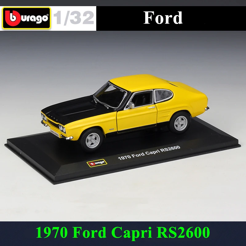 Bburago 1:32 1970 Ford Capri RS2600 simulation alloy car model plexiglass dustproof display base package Collecting gifts