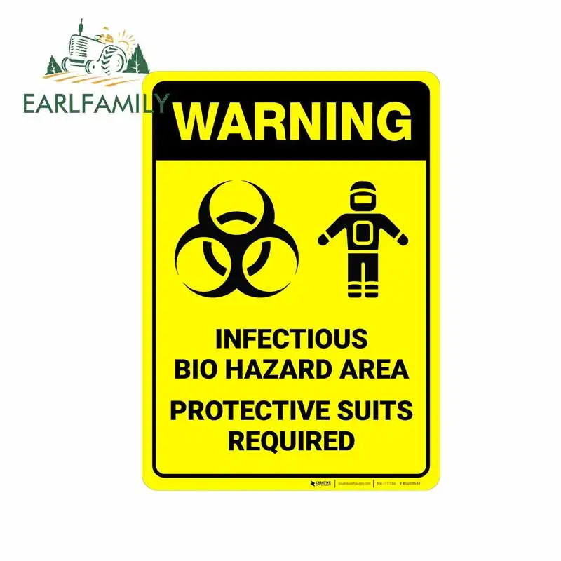 EARLFAMILY 13cm x 9.2cm for Warning Label with Biohazard Infocreative Car Sticker Vinyl DIY Occlusion Scratch Graffiti 3D Decal