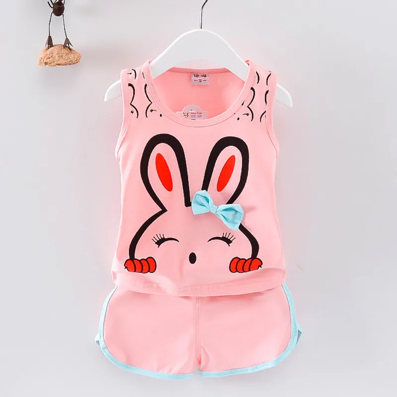 New Baby Girls Clothes Suit Summer Newborn Sleeveless Vest Shorts 2pc/Sets Infant Casual Sports Clothing Outfits Kids Tracksuits