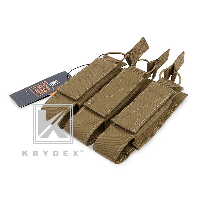 KRYDEX-bolsa táctica Modular Triple para MP5, MP7, KRISS, MOLLE, Triple parte superior abierta, SMG Mag, portador para caza al aire libre