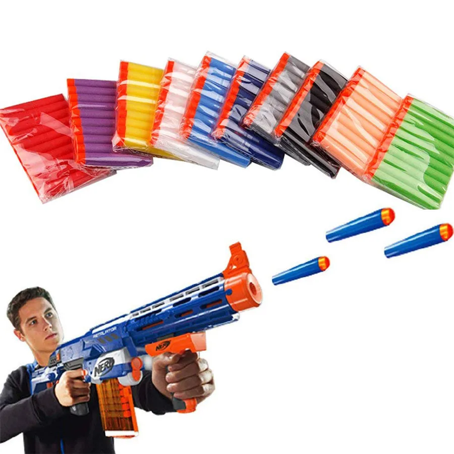 Multicolor Soft Bullet para Nerf Série Blasters Gun, Hole Head Hollow, Recarga Dardos, Acessórios de Arma, Brinquedos para Meninos, Presentes de Natal, 7,2 cm