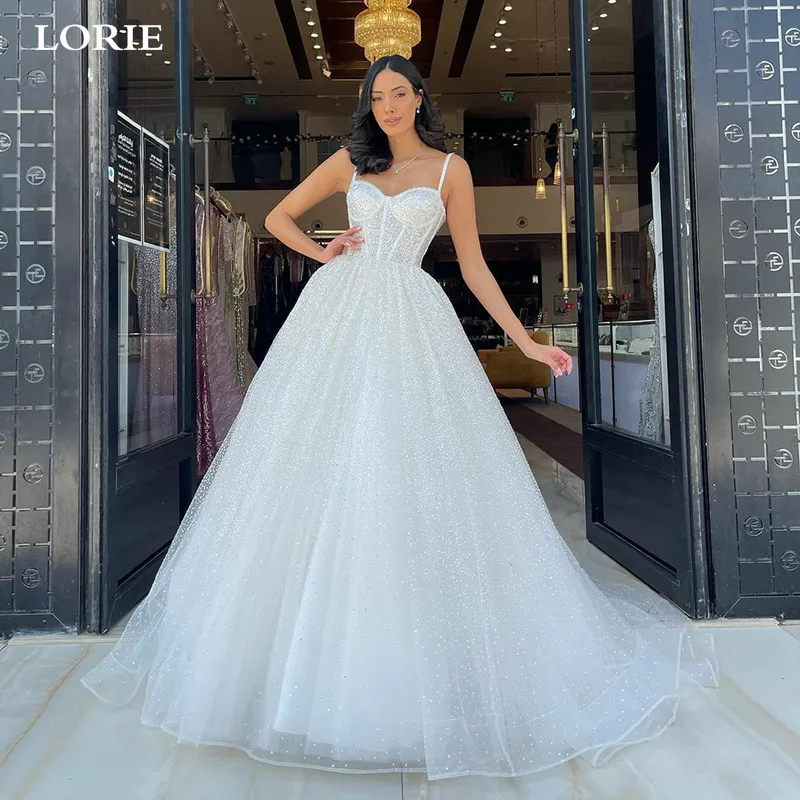 

LORIE Shiny Sexy Spaghetti Straps Sweetheart Princess Wedding Dresses Glitter Tulle Boho Bride dresses Vestidos de novia 2022