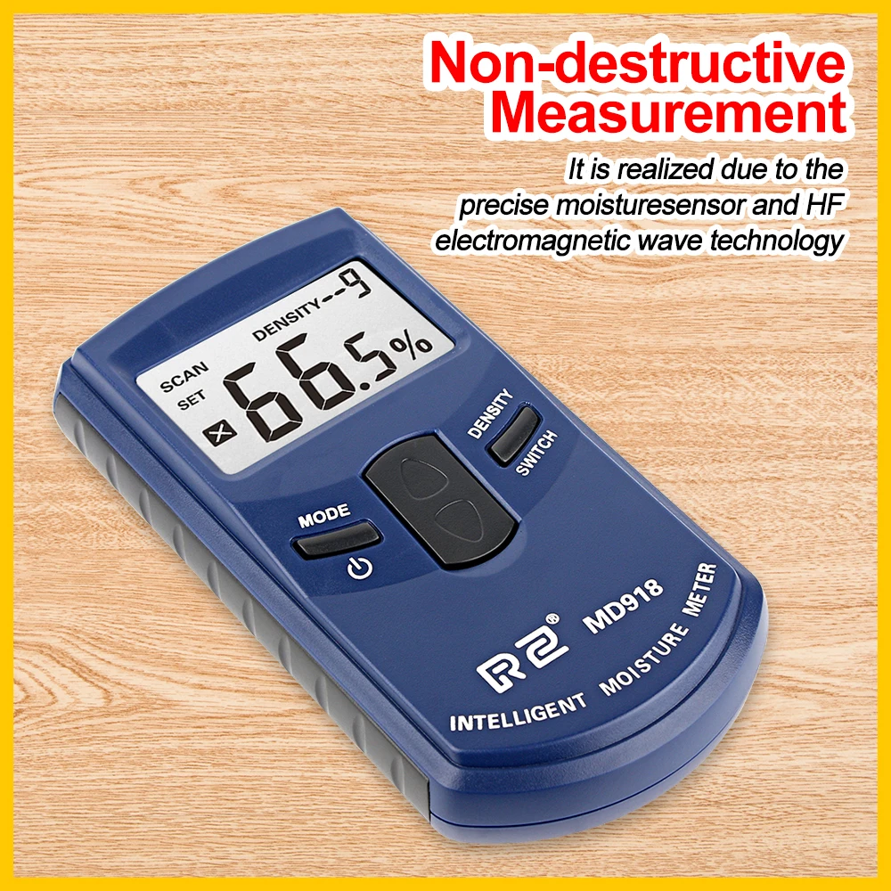 RZ Inductive Wood Timber Moisture Meter Hygrometer Timber Damp Detector Digital Moisture Meter for Wood 4~80% MD918-RZ