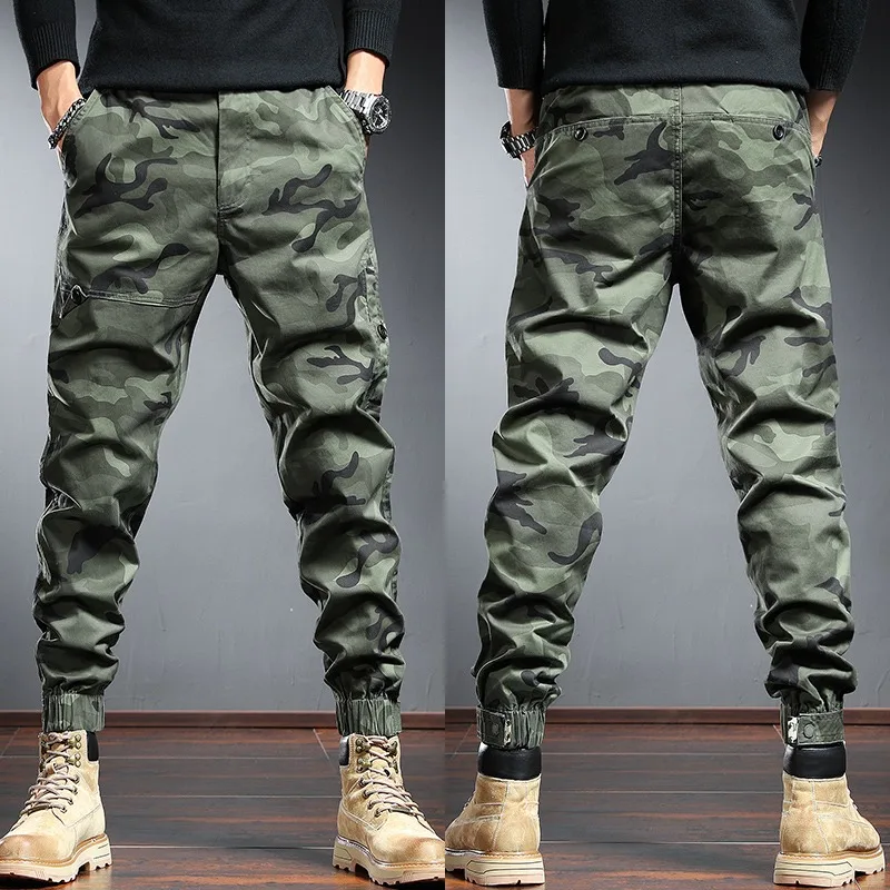 Camouflage Tactical Cargo Hosen Männer Baggy Baumwolle Casual Street Hip Hop Khaki Slim Fit Hose