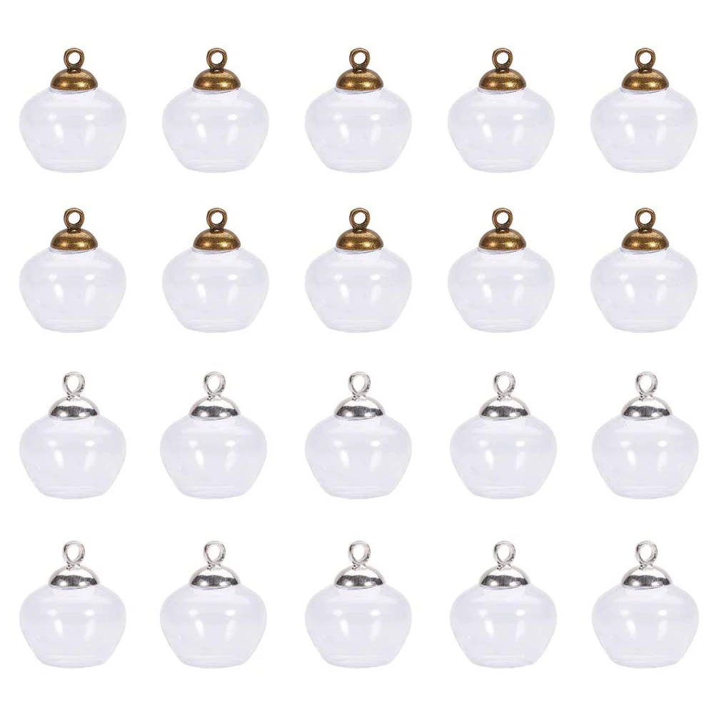 

10PCS Cute Apple Shape Glass Bottle Pendant Glass Vials Pendant Diy Jewelry Finding Handmade