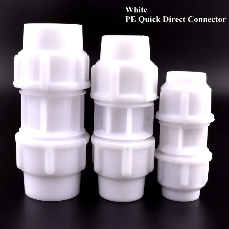 

1pc 20~32mm White PE Quick Direct Connector Garden Irrigation System Farm domestic water Pipe Connectors Hard Tube Fittings