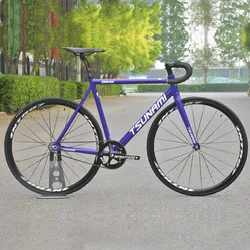 2021 New TSUNAMI SNM100 FIXED GEAR BIKE Aluminum Frame Single Speed Fixie Bike Track Bicycle With Bearing Hubs V brakes