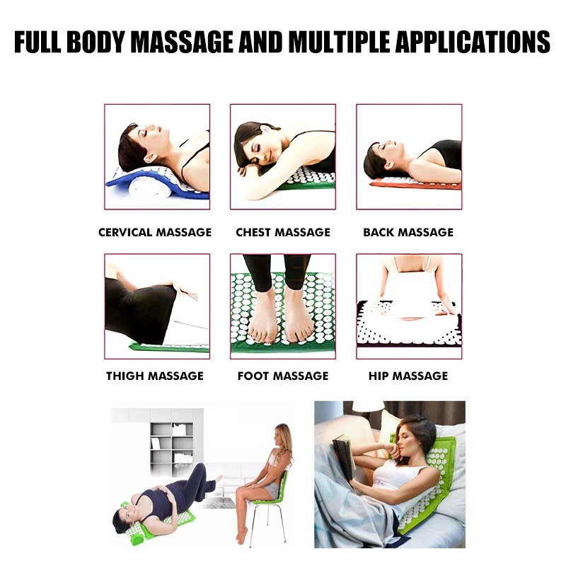 Acupressure Massage Mat Massager Cushion Mat Shakti Relieve Acupressure Mat Body Pain Acupuncture Spike Yoga Mat with Pillow