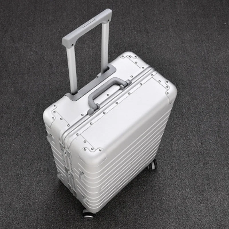 100% High-end Aluminum Material Mute Luggage Technology And Fashion High Quality 20/24/28 size Spinner brand Travel Suitcase