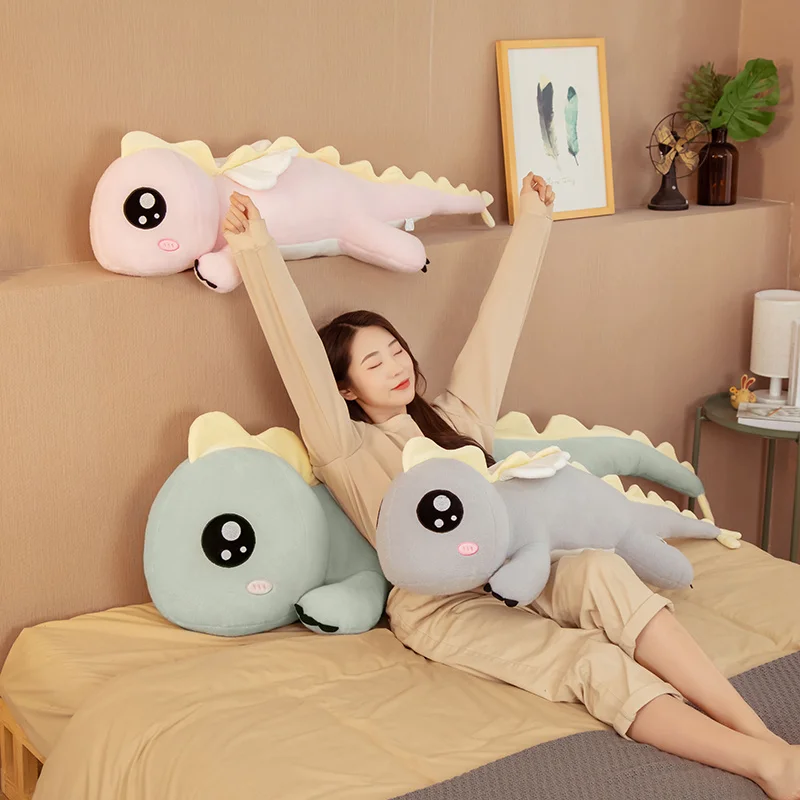 

90-130cm Giant Cute Dinosaur with Wings Plush Cushion Sofa Toys Soft Animal Pillow Stuffed Doll Kids Girls Birthday Gift