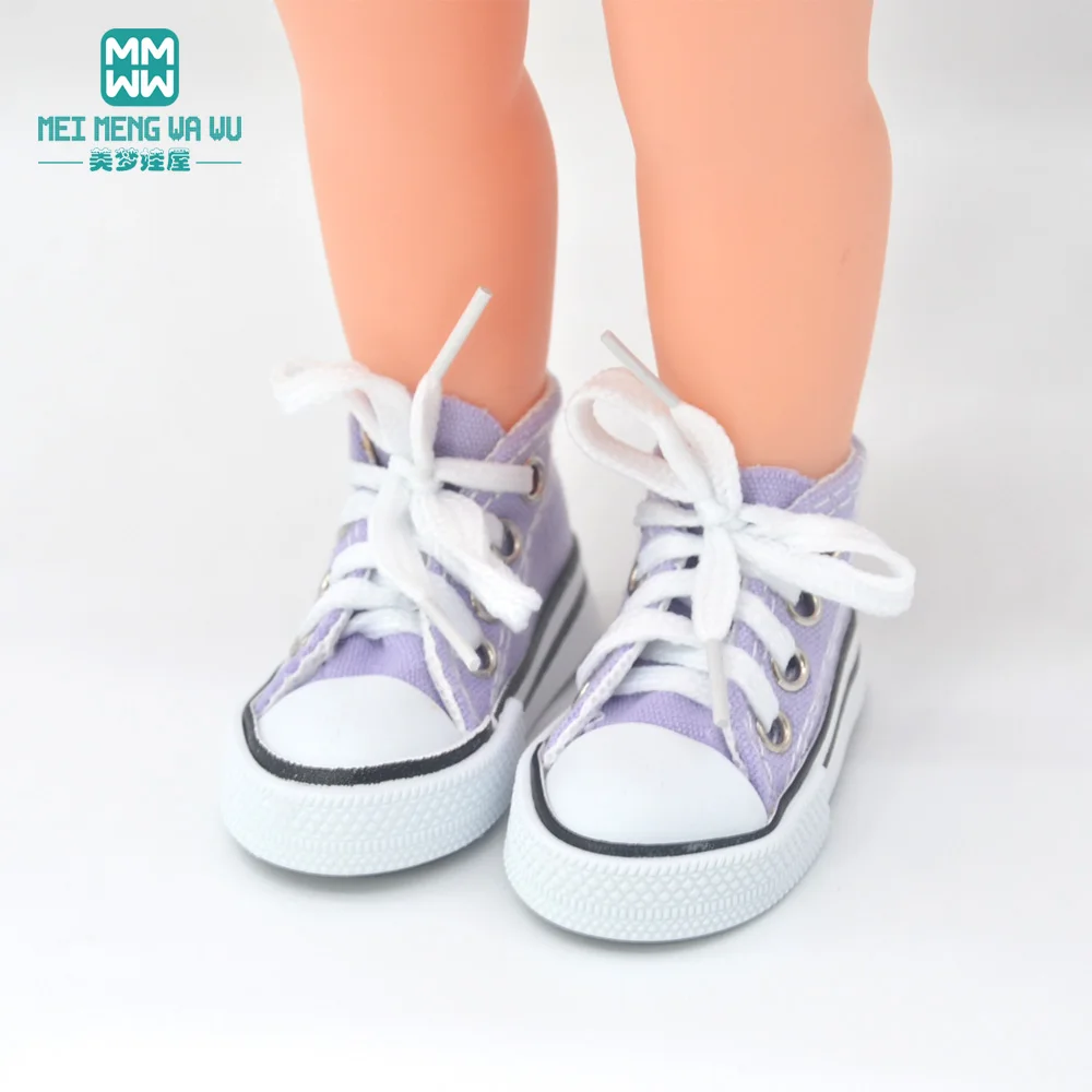 7.5cm Stickers Canvas Sneakers Shoes for Doll 1/4 BJD &16 Inch Toy Doll Accessories for Dolls