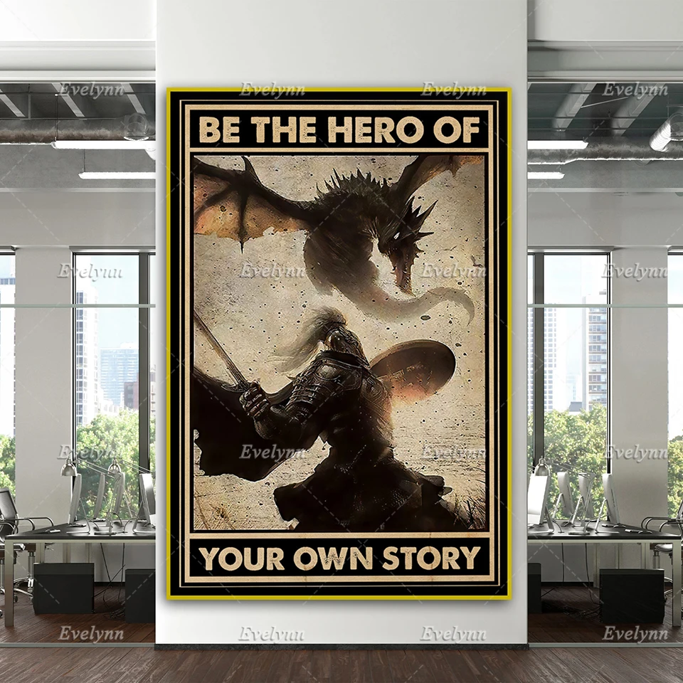 Be The Hero Of Your Own Story Poster, Warrior Wall Art Prints, Motivational Poster,  Home Decor Canvas Unique Gift