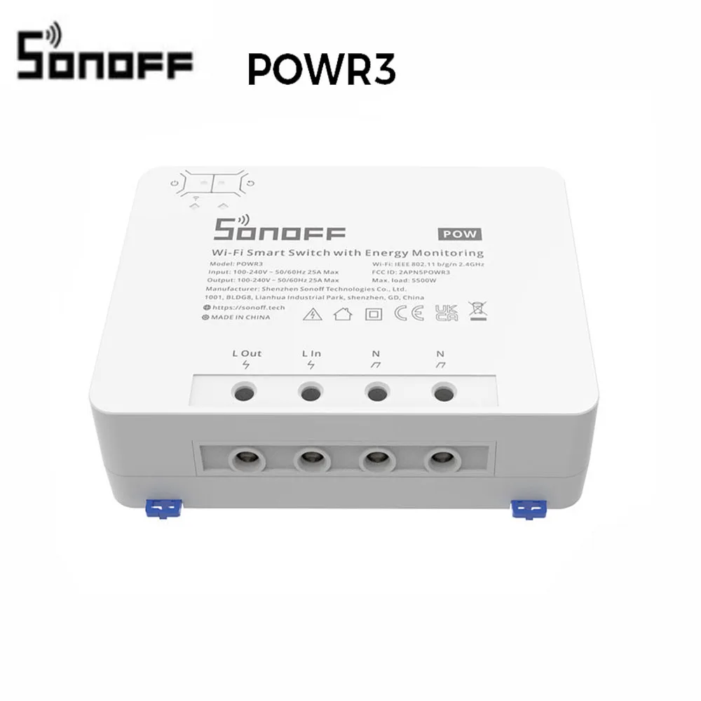 

SONOFF POW R3 25A WiFi Smart Switch Power Energy Meter Consumption Voltmeter Overload Protection Works with Google Home Alexa