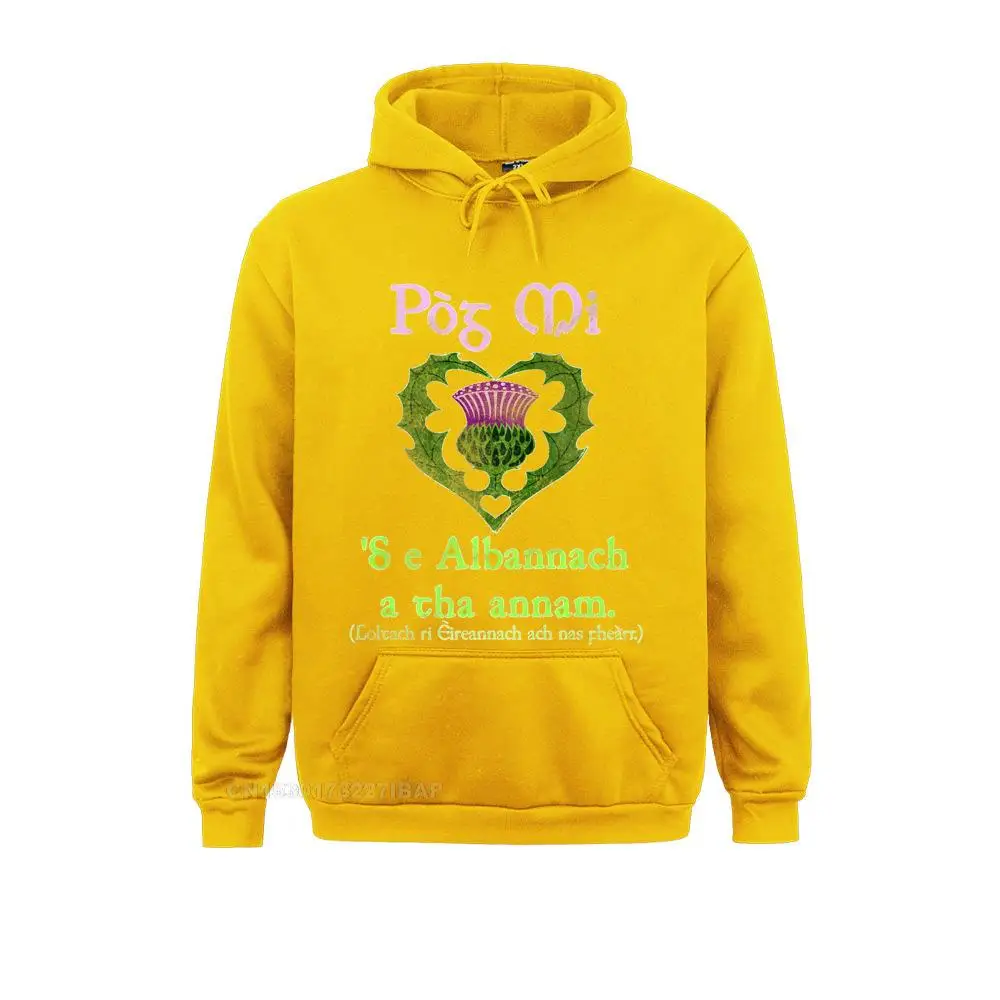St. Patrick's Day Funny Kiss Me I'm Scottish In Gaelic Premium Hip Hop Preppy Style Sweatshirts Boy Hoodies Youthful Hoods