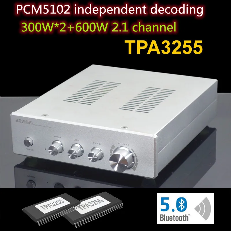 AC110V / AC220V TPA3255 QCC3034 Bluetooth 5.0 Fever 300W*2+600W 2.1 Channel Subwoofer Audio Amplifier PCM5102A Decoding