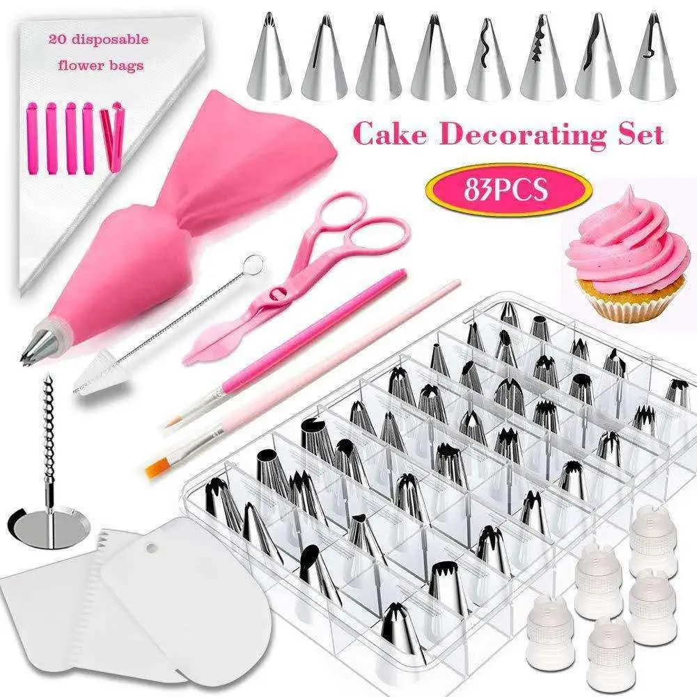 83 PC Cake Decorating Tips Piping Bags Set For Beginners Pastry Tips Piping Bag Decorating Brush Tool