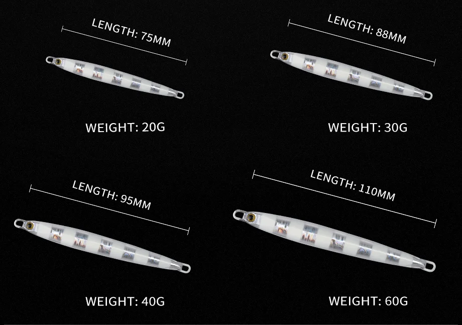 ALLBLUE SLOWER Langer Metall-Jig-Angelköder für Slow-Cast-Jigging, 20G 30G 40G 60G, Künstlicher Metallköder für Uferangeln, Meeresangelzubehör – Detail 2