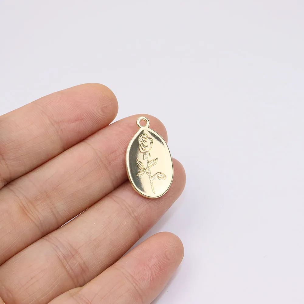 Eruifa 10 قطعة 13*22 مللي متر شعبية زهرة الورد سبائك الزنك مجوهرات Charms بها بنفسك Charms قلادة النساء فتاة قلادة ، القرط سوار 2 ألوان