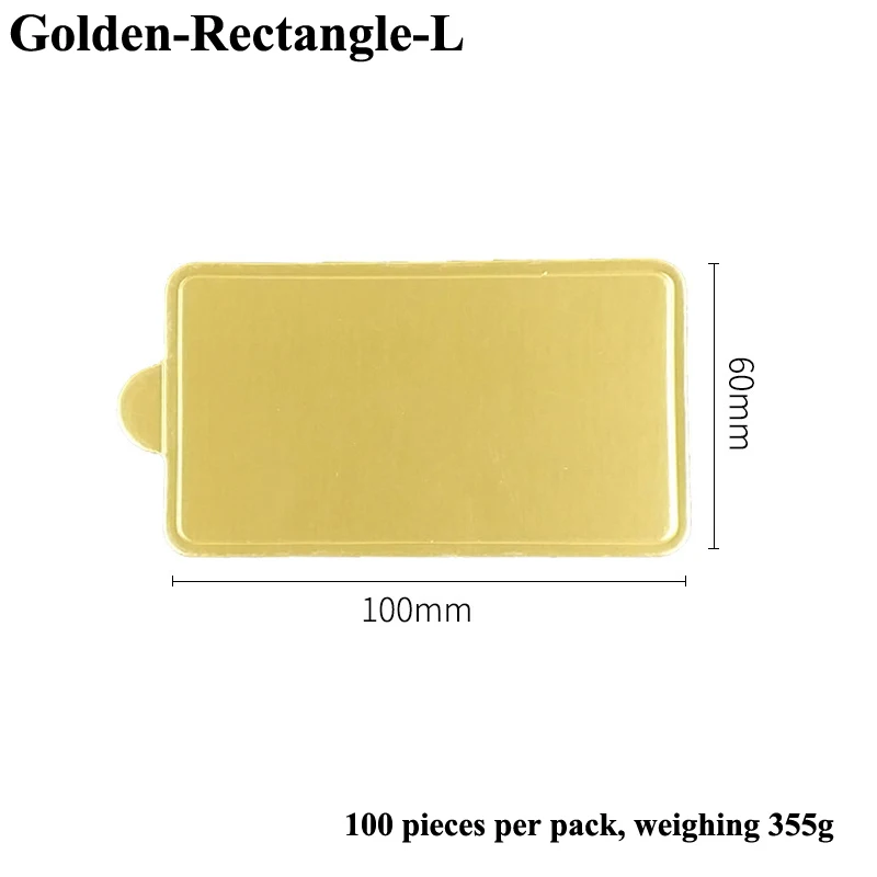Produktbild von 150 Stück Mousse-Kuchenbretter Aus Karton – Gold, In 3 Formen (quadratisch, Rund, Rechteckig) – Dicke Pappe, Fettdicht & Recycelbar – Ideal Zum Dekorieren & Servieren Von Torten Und Pralinen