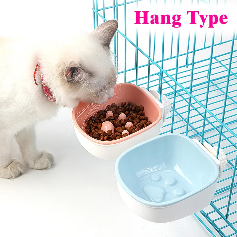 Hang Type PP Dog Bowl Slow Feeder Healthy Feeding Prevent Choking Dish Cat Food Bowls For Dogs Feeding Food Water Pets Accessory