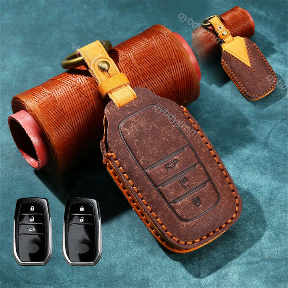 

Leather Car Smart Remote Key Fob Case Cover Protector Shell Keychain Holder Keyless Auto Key Bag For Toyota Corolla RAV4 Camry86