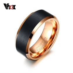 Vnox Mens Basic Tungsten Carbide Ring Classic 8mm Male Wedding Jewelry Rose-Gold Color