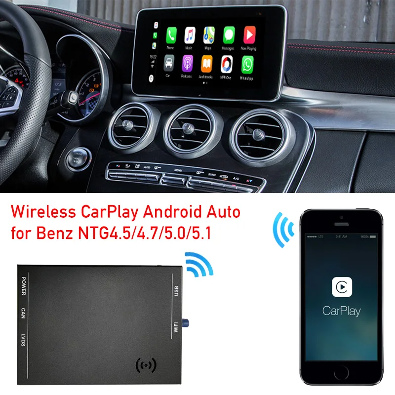 Aktualizacja radia samochodowego bezprzewodowa skrzynka interfejsu apple carplay dla mercedesa klasy C W205 GLC X253 dvd multimedia android auto