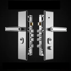 Universal Entrance Security door lock  Stainless steel shinny Multifunction Anti-theft door handle lock  Mechanical lock set