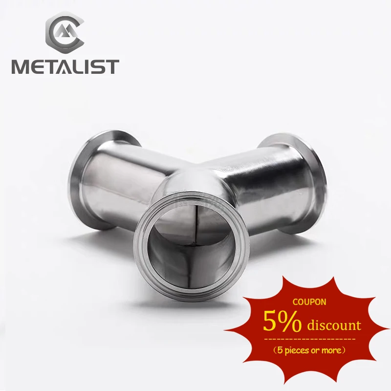 METALIST 89mm Pipe OD Sanitary Y Type 90 Degree Three Way Elbow  SS304 Fitting 3.5”106mm Tri Clamp