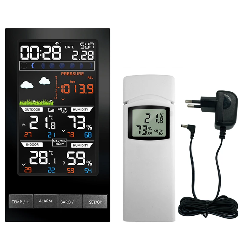 

Weather Station Indoor Outdoor Digital Alarm Wall Clock Pressure Wind Weather Forecast LCD Alarm Clock