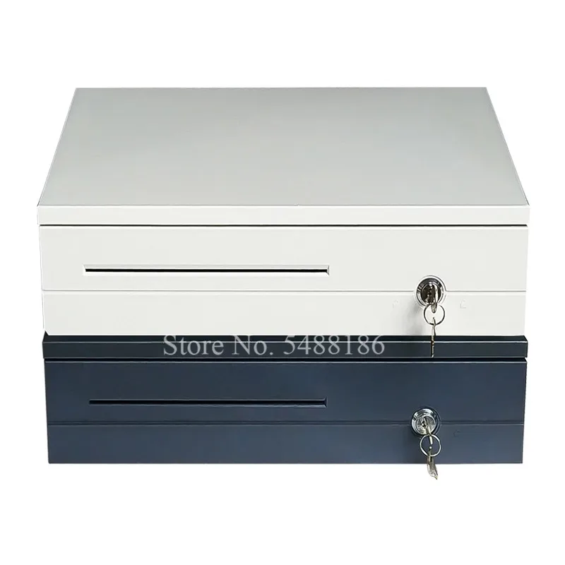 Black Heavy Cash Drawer Box With 6 Bill 3 Coin Trays POS RJ-11 Key Lock White Removable 6 Bills 3 Coins Cash Tray Cashbox