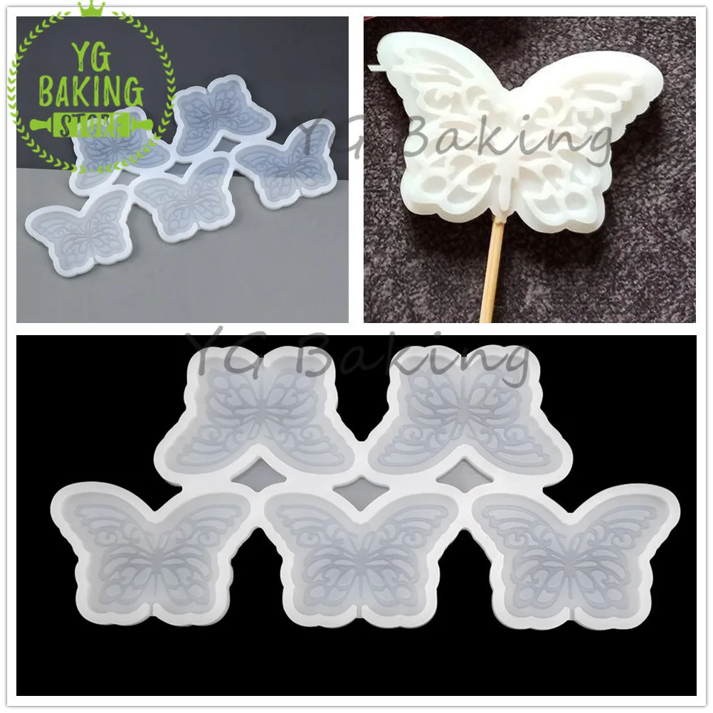 

New Arrival Butterfly Epoxy Resin Silicone Mold Lollipop Chocolate Cake Mould Fondant Cake Decorating Tool Kitchen Accessories