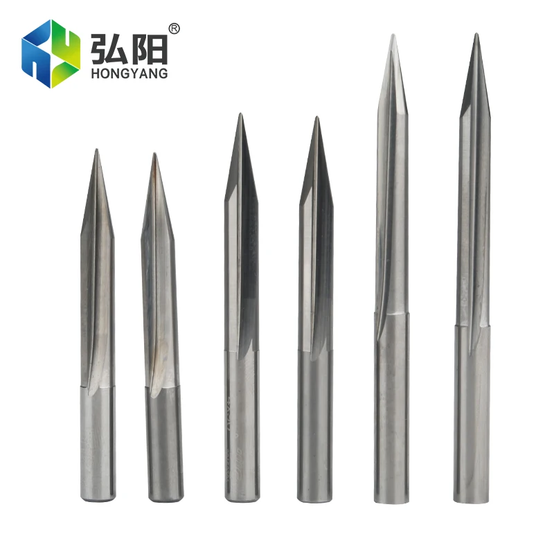 CNC Milling Drill Bit 3.175mm 4mm 6mm Shank V-Cut Milling End Milling Cutter Head 2 Groove Wood PVC Acrylic Carving Knife