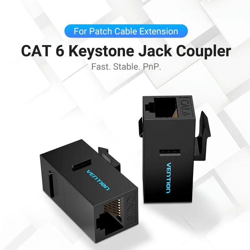 Vention RJ45 Connector Cat6 Cat5e Ethernet Cable Extender Adapter Female to Female Extension for Ethernet Cable RJ45 Coupler