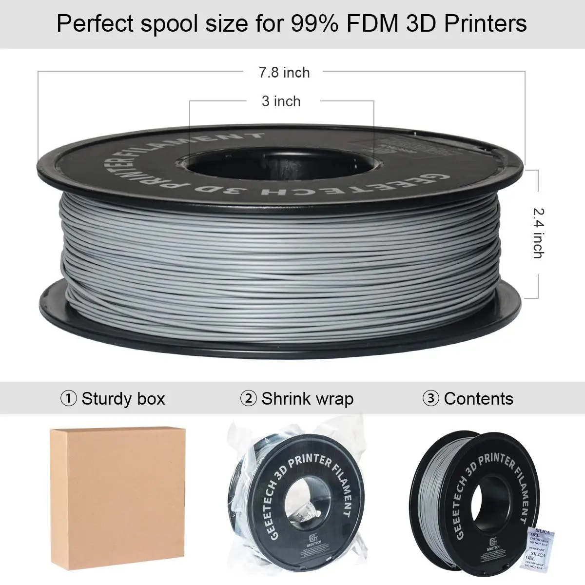 GEEETECH-materiales de impresión 3d, filamento de alambre pla de 1 kg (2,2 libras), envasado al vacío de 1,75mm +-0,03mm, colorido para la mayoría de las impresoras 3d FDM