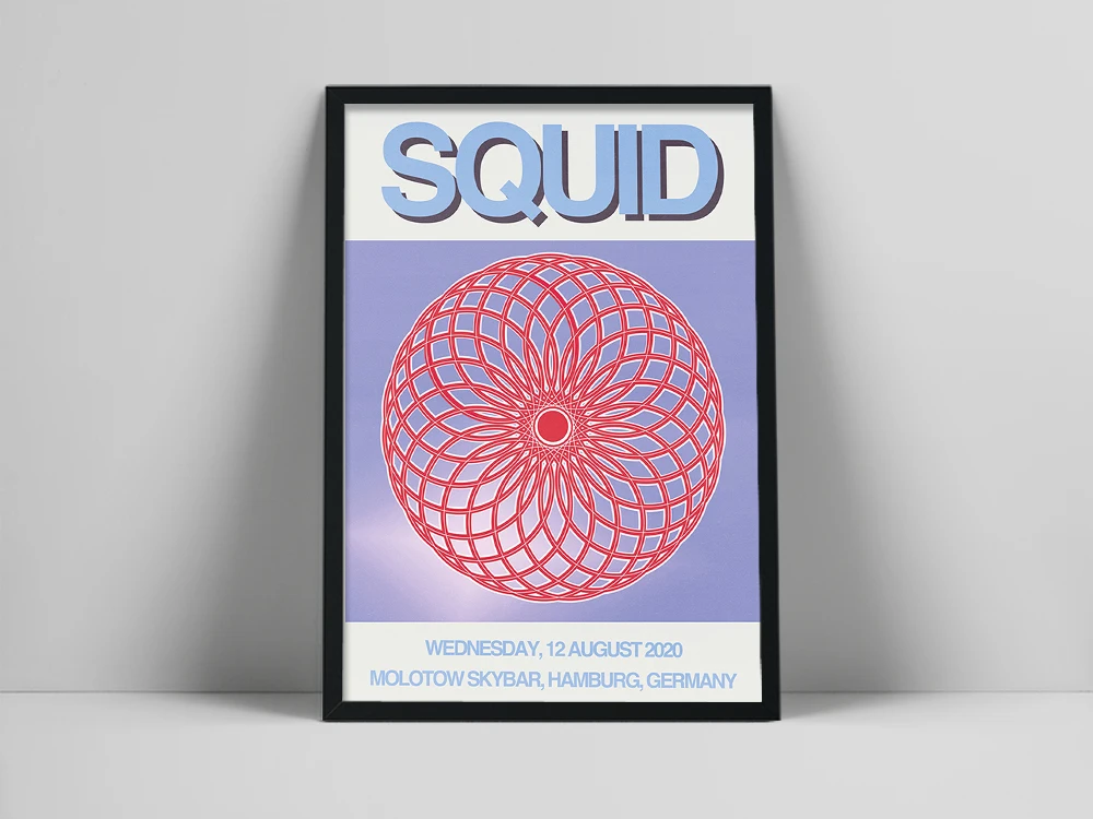 Squid Gig Poster Pop Music Star Art Canvas Painting Music Gig Posters Music Album Red Circle Wall Picture Living Room Home Decor