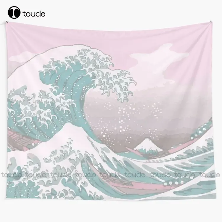 Pastel The Great Wave Off Kanagawa Tapestry Unique Tapestry Wall Hangings Blanket Tapestry Bedroom Bedspread Decoration