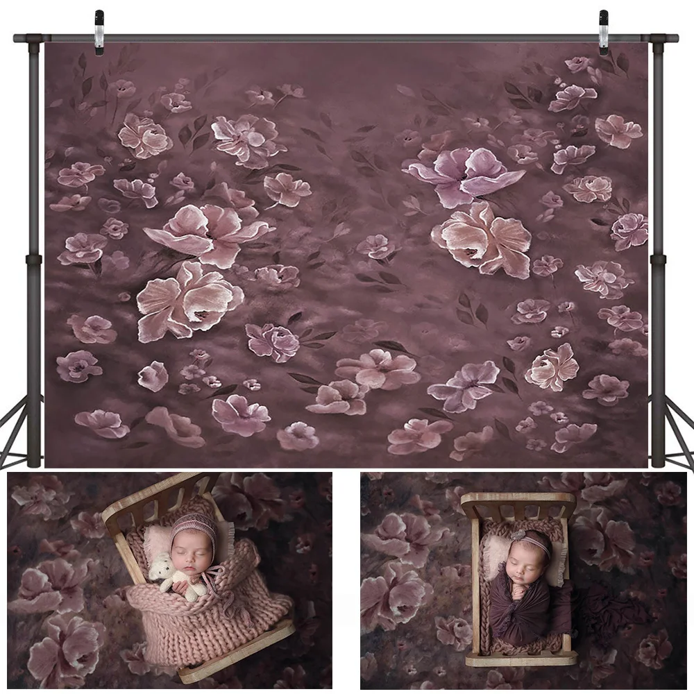 Photography Floarl Hand Painted Texture Backdrop Newborn Kid Children Birthday Portrait Background Photo Studio Baby Shower Prop