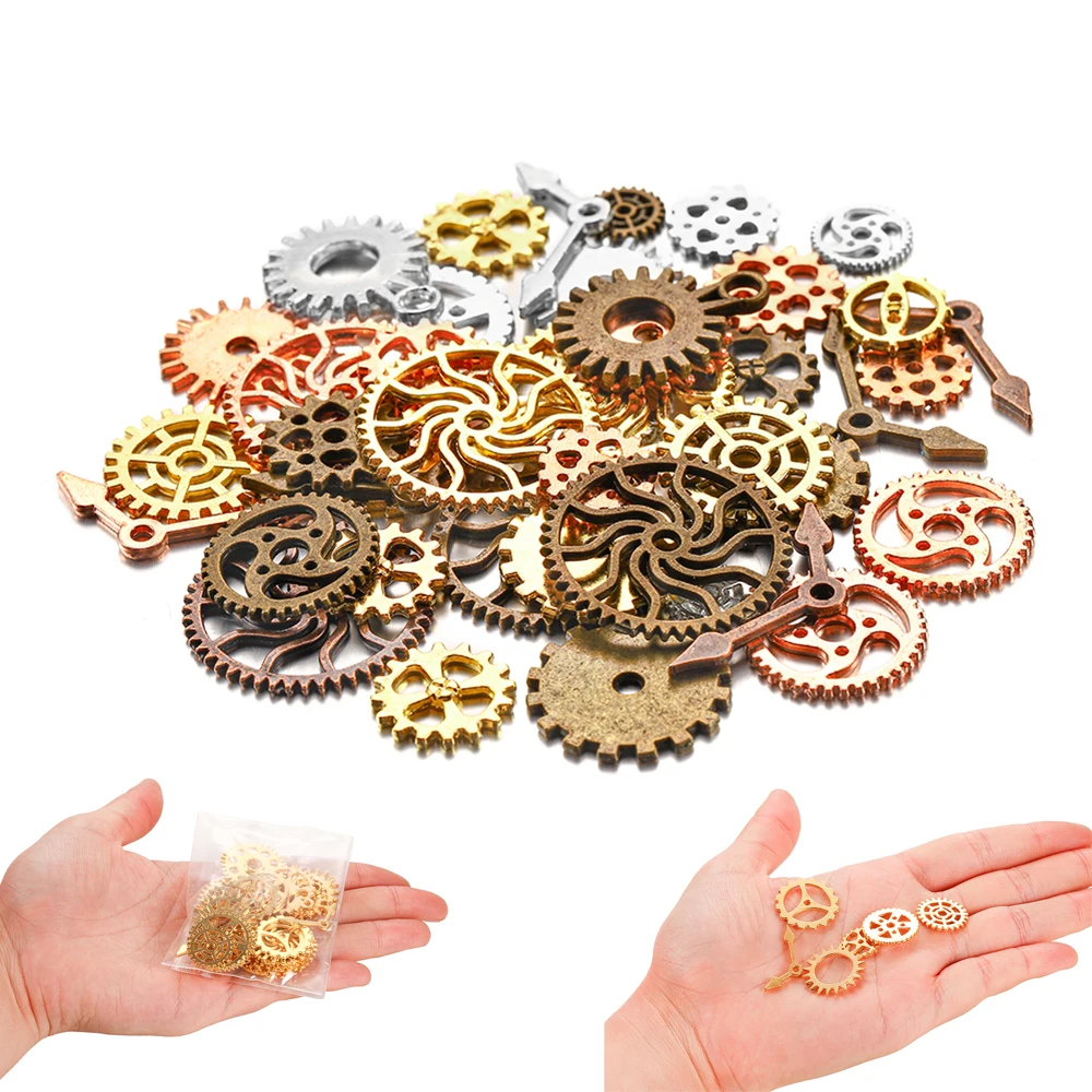 50g/lot Mixed Steampunk Cogs Gear Pointer Clock Filling UV Resin Nail Art For DIY Jewelry Making Resin Epoxy Molds Accessories