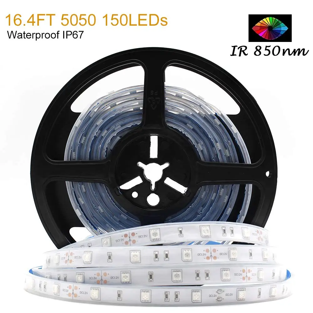 medidores 850nm infravermelho ir led strip smd5050 30leds m ip67 impermeavel dc12v 72w por metro para a luz da versao da noite terapia vermelha 5 01