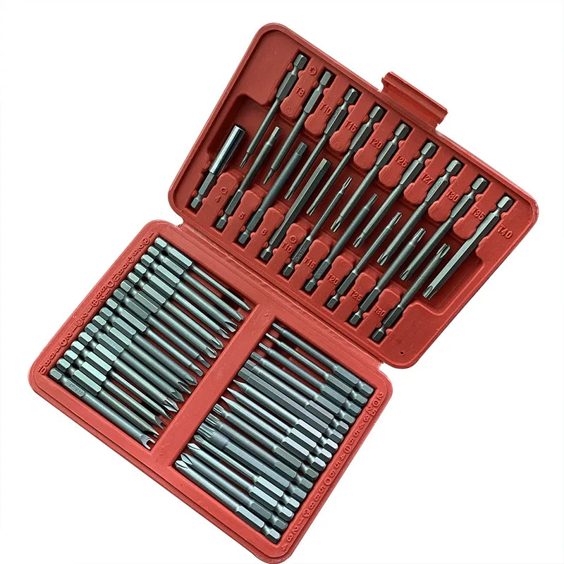 50 Piece Hex Star Torx Extra Long Security Bits Spline Flat Screwdriver Set 6-20